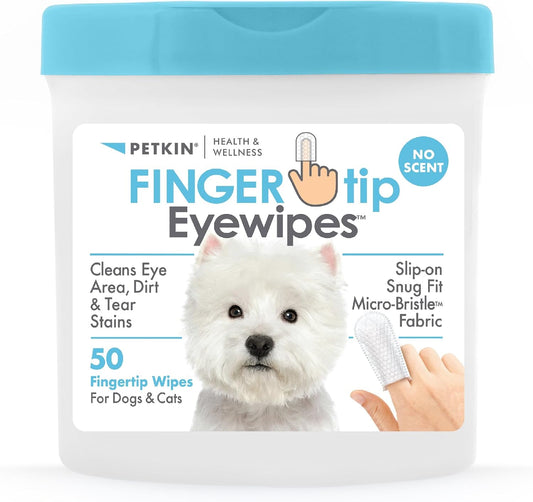 Petkin Toallitas Para Ojos Para Perros y Gatos, 50 Toallitas Para Dedos