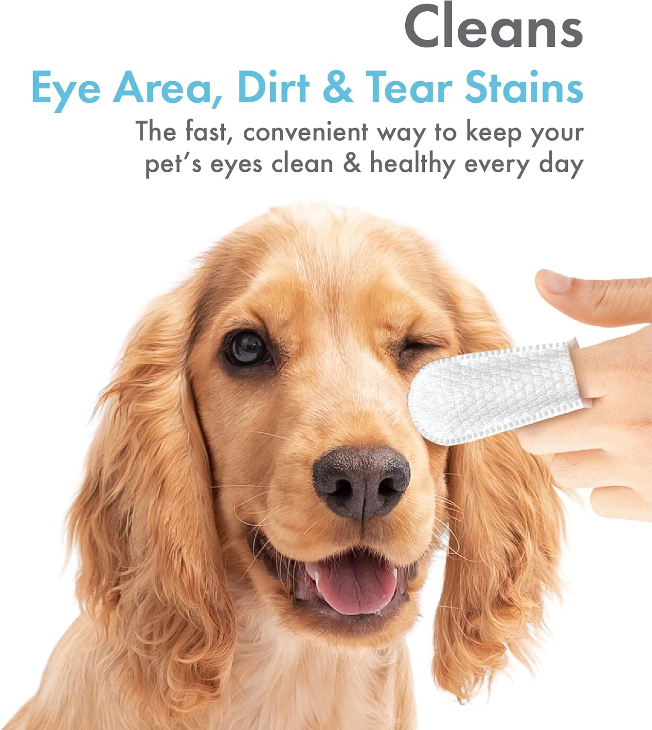 Petkin Toallitas Para Ojos Para Perros y Gatos, 50 Toallitas Para Dedos