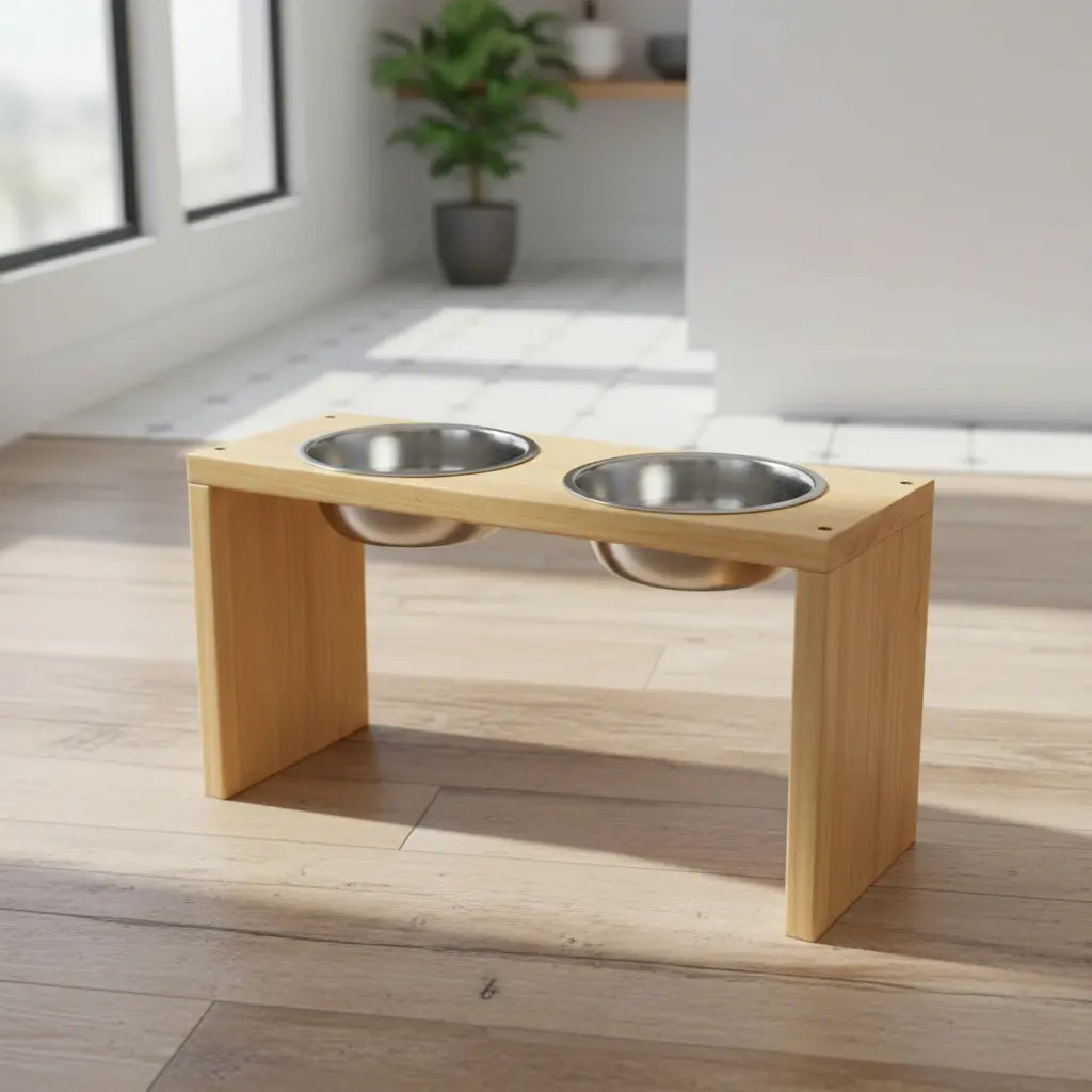 Comedor Para Mascotas En Madera De Pino Lacado