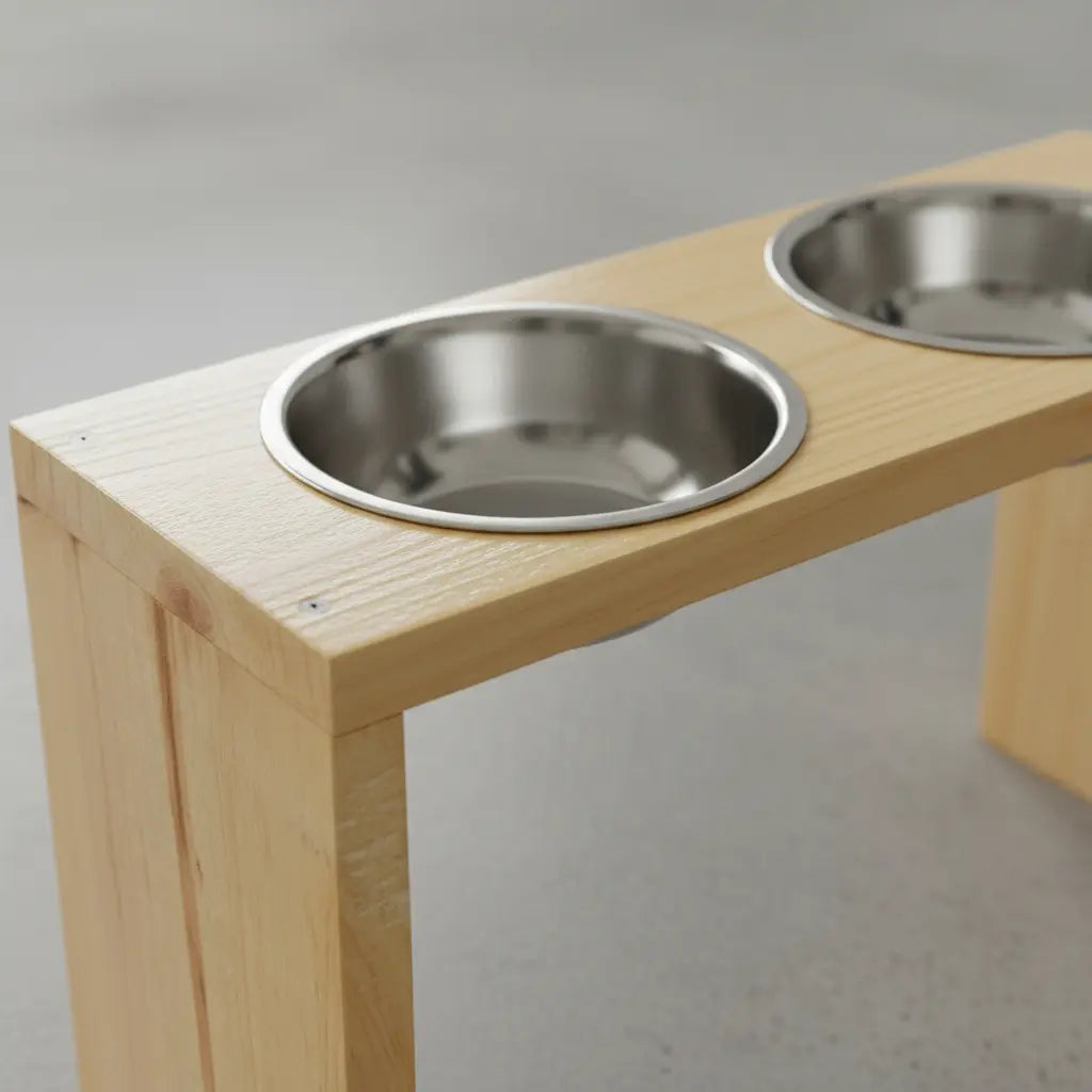 Comedor Para Mascotas En Madera De Pino Lacado