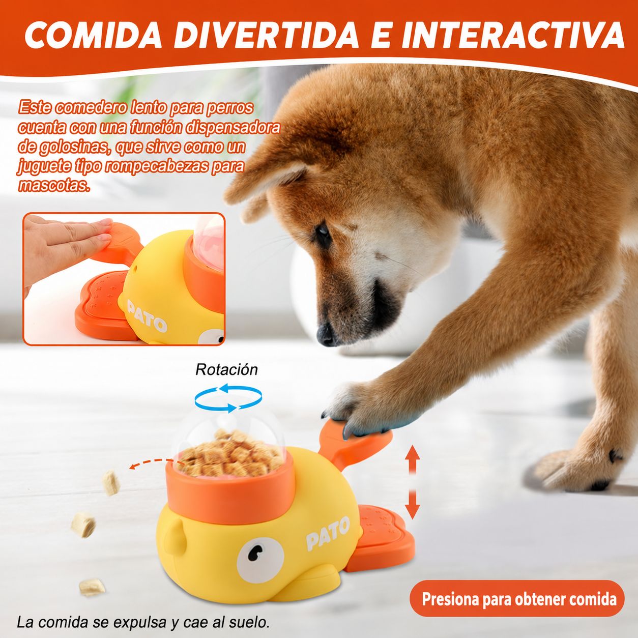 Juguete Interactivo Para Perros y Alimentador Lento, Dispensador de Golosinas