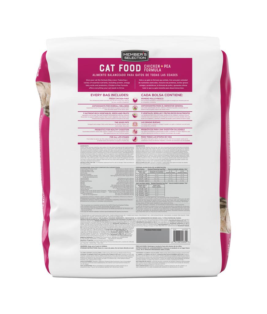 Alimento Balanceado con Pollo y Guisantes para Gatos de Todas las Edades 6.8 kg / 15 lb Member's Selection